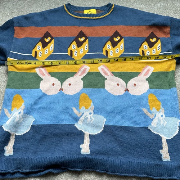 Vintage Ms and Dn 90s Disney Alice in Wonderland and Her Rabbit Sweater - Picture 4 of 7
